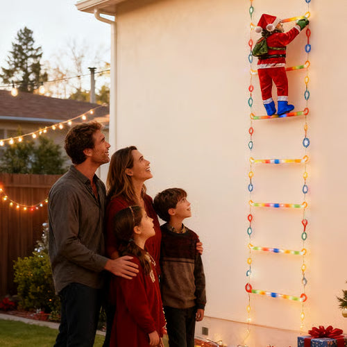 Papá Noel con escalera en movimiento de ¡3 METROS!