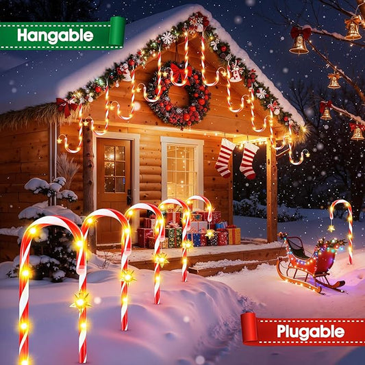 Bastones navideños con luz solar x10 UNIDADES