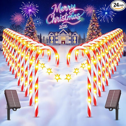 Bastones navideños con luz solar x10 UNIDADES