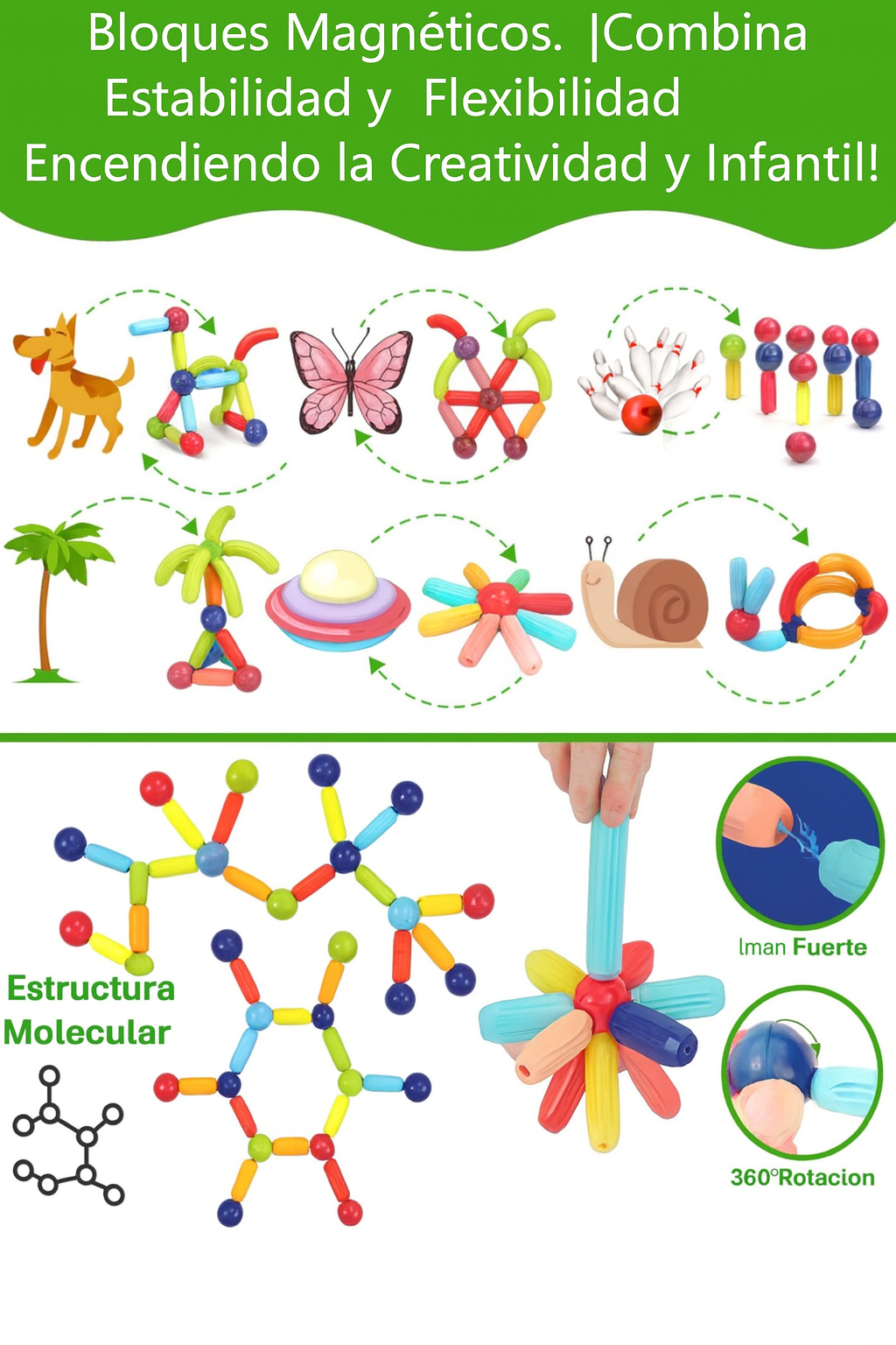 MAGNETICBLOCK® - Juguete interactivo magnético de 97 piezas